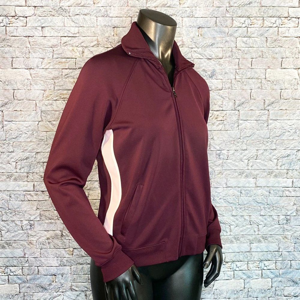 New York & Co Track Jacket Size Small Performance Wear Workout Burgundy